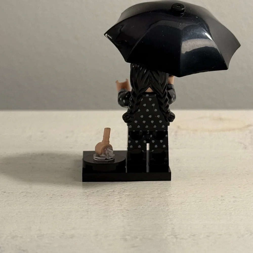 Wednesday Addams Custom Minifigure with Umbrella and Thing - Picture 2 of 2